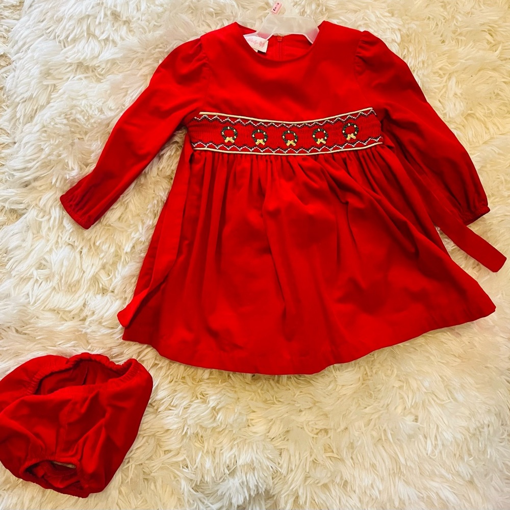 Red Casual Dress with Bishop Sleeves and Peter Pan Collar